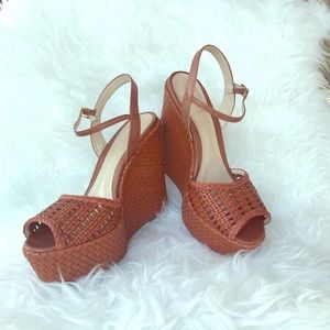 Schutz Woven Leather Wedge NWOT Size 40 (9US)